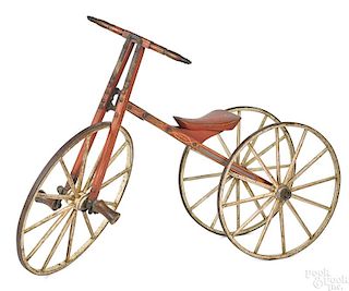 Early painted wood bone shaker tricycle