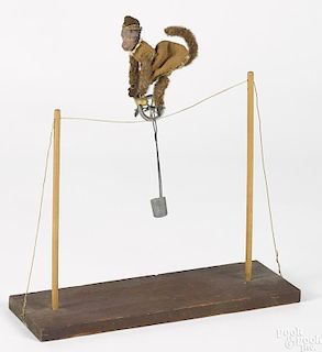 Monkey high wire uni-cyclist balance toy