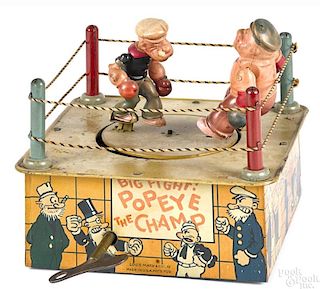 Marx tin lithograph wind-up Popeye The Champ