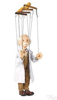 Painted plaster Albert Einstein marionette