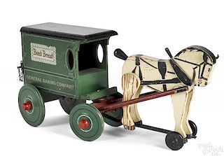Rich Toys painted wood horse drawn Bond Bread - Ge