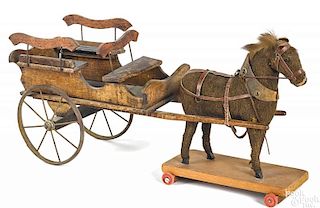Horse drawn wagon pull toy