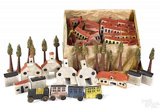Nuremberg carved and painted wood toy village