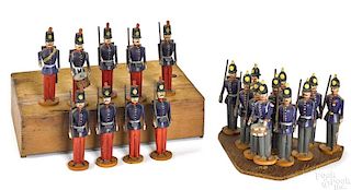 Group of twenty painted wood Erzgebirge soldiers