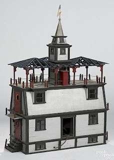 Architectural painted wood doll house model