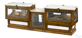 Asher salesman sample oak and glass meat counter