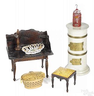Rock & Graner painted tin doll house accessories