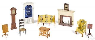 Tynietoy painted wood doll house parlor furniture