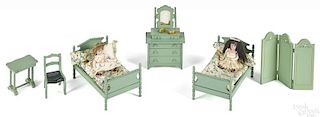 Tynietoy painted wood doll house bedroom furniture