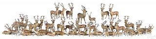 Collection of fifty German painted lead deer