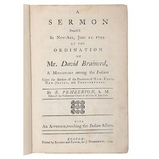 Missionary David Brainerd's Letter to Ebenezer Pemberton of November 1744 Describing his Work Among the Indians, Rare 1744 Im