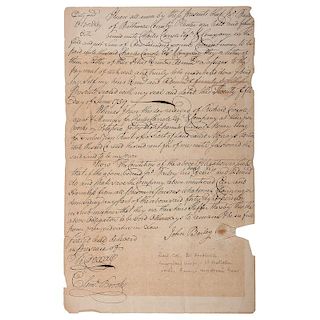 Signer Charles Carroll, French Indian War-Date Manuscript Document, Duty Paid to Lieutenant Colonel John Bailey