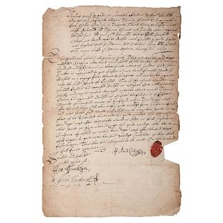 Very Early Southern Colonial Manuscript, 1665 Virginia Shipping Contract