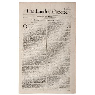 London Gazette, 1666, One of the Earliest Reports of America to Appear in the First Formal English Language Newspaper