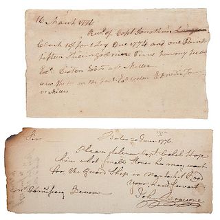 Three Revolutionary War Receipts from 1776