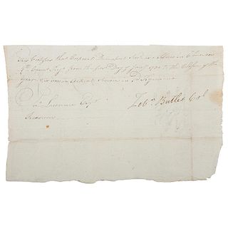 American Revolution, Zebulon Butler Document Signed, 1780