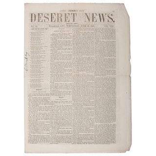 The Deseret News, June 1858, Printed at Fillmore City On the Run During the Mormon War