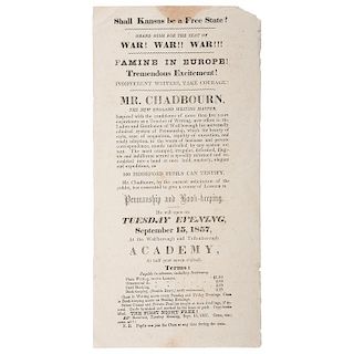"Shall Kansas be a Free State?" Broadside Printed in New Hampshire, 1857