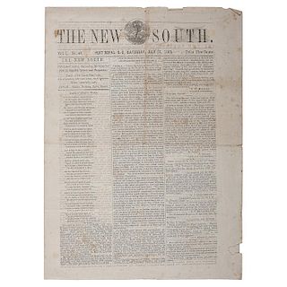 The New South, South Carolina Union Soldiers' Paper Announcing Charge of the 54th Massachusetts Colored Regiment, Plus Draft 