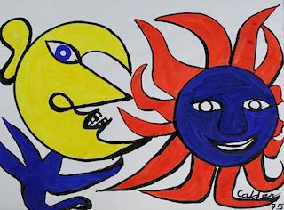 CALDER, Alexander. Untitled (Sun and Moon) Gouache