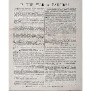Is the War a Failure?, Broadside Published by National Union Executive Committee for 1864 Election