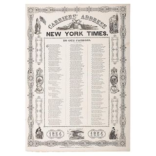 Civil War New York Times Carriers' Address Broadside, 1864