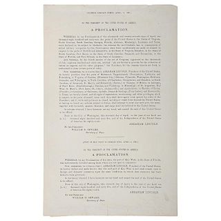 Rare First Printing of Abraham Lincoln's Final Presidential Proclamations