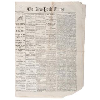 Union Victory, Lincoln Assassination, and Capture & Killing of Booth, New York Times and New York Tribune, April 1865