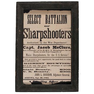 1st Battalion Maine Sharpshooter's Recruitment Broadside, 1864