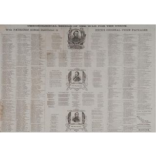 Patriotic Civil War Advertising Broadside, Chronological Record of the War for the Union