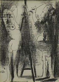 PICASSO, Pablo. Lithograph. Painter and His Model.