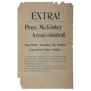 William McKinley Assassination, Broadside Extra with Erroneous Report of his Death