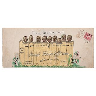 African American Caricature, "From the Cotton Field" Hand-Made Postal Cover