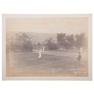 Action Shot of America's First Two Collegiate Tennis Champions Facing Off in 1887 Tournament