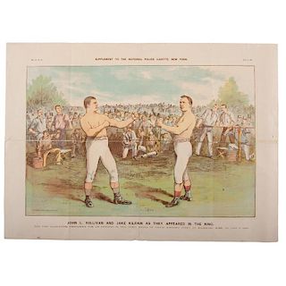 John L. Sullivan and Jake Kilrain as they Appeared in the Ring, Lithograph by Richard Fox, 1889