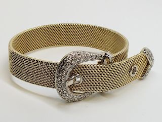 14K Yellow Gold Bracelet with a Diamonds Buckle 9 inches long inch wide Gold 62 grams 1 Carat Diamonds