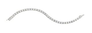 An Art Deco Platinum and Diamond Line Bracelet, 12.20 dwts.