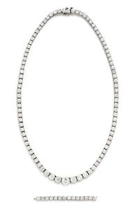 A Platinum and Diamond Rivière Necklace, 25.60 dwts.