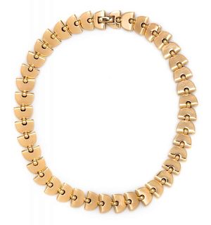 A Retro Yellow Gold Link Necklace, 45.60 dwts.