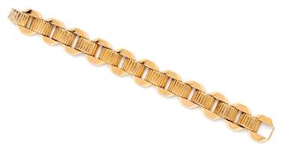 A Retro 18 Karat Rose Gold Link Bracelet, 31.80 dwts.
