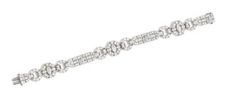 An Art Deco Platinum and Diamond Bracelet, Cartier, 18.30 dwts.