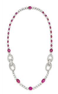 A Platinum, Diamond and Ruby Necklace, 27.10 dwts.