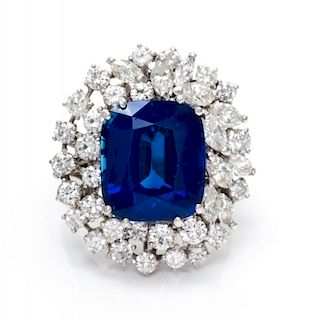 A Platinum, Sapphire and Diamond Ring, 11.90 dwts.