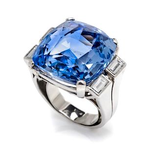 A Platinum, Sapphire and Diamond Ring 13.80 dwts.