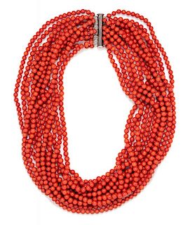 A Multistrand Coral Necklace,