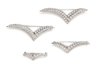 A Collection of Platinum and Diamond "Seagull" Brooches, Tiffany & Co., 11.60 dwts.