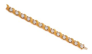 A Bicolor Gold and Diamond Bracelet, Jabel, 25.30 dwts.