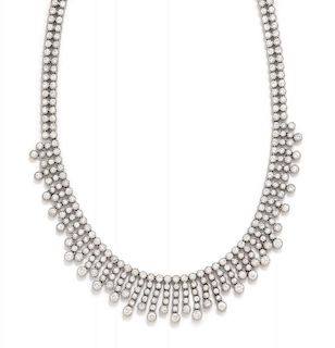 An 18 Karat White Gold and Diamond Fringe Necklace, 42.30 dwts.