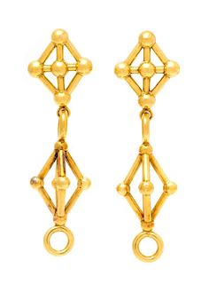 A Pair of 18 Karat Yellow Gold Earclips, Lalaounis, 17.10 dwts.