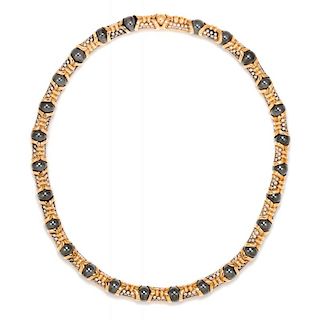 An 18 Karat Yellow Gold, Diamond and Hematite Collar Necklace, Bvlgari, 81.70 dwts.